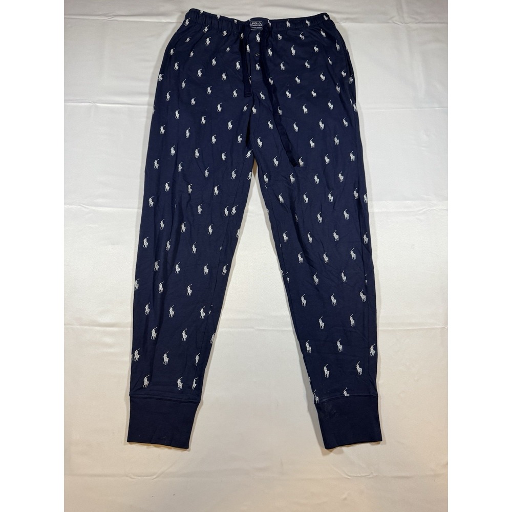 Polo Ralph Lauren Men's Navy Blue All Over Pony Knit Sleep Jogger Pants Medium